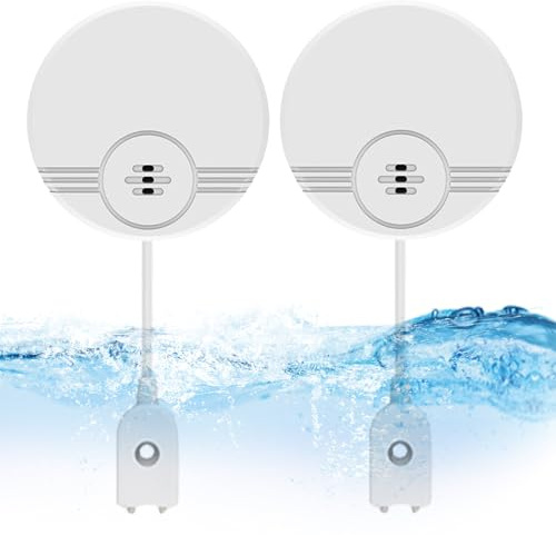2er Pack Wassermelder: Wasseralarm, Wassersensor Wasserdetektor, 135 dB Wasserwächter Wasser Alarm, Wasseralarm Melder für Keller, Badezimmer, Waschküche, Küchen, Garagen und Pools