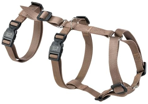 Ferplast Hundegeschirr Mittelgroße Hunde Brave MEDIUM, Ausbruchsicheres Hundegeschirr, Greyhound, Verstellbares Geschirr für Hunde, 6 Verschlüsse, Braun