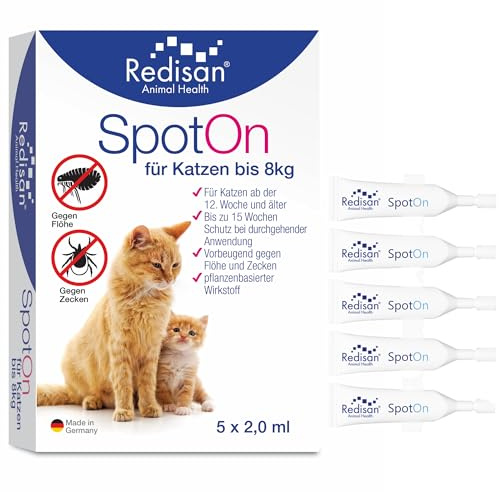 Redisan® Katzen Spot on Pflanzenbasiertes Zeckenmittel | OHNE Chemie, Schutz vor Zecken Flöhen & Insekten, Ohne Nebenwirkung, Bis zu 15 Wochen, Made IN Germany