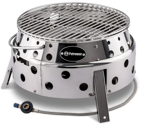 Petromax Atago Gasgrill - Mobiler Edelstahl Tischgrill für Camping & Balkon | Kompakter Picknick Grill mit Piezo-Zündung und Grillrost, ideal für Schraubkartuschen, Outdoorküche und Garten-BBQ
