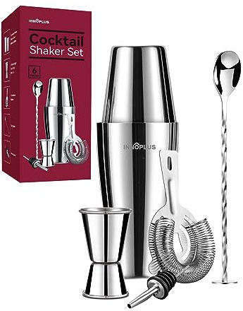 Cocktail Shaker, Cocktail Set Geschenk, Premium Boston Shaker 800ML 600ML Geschenkset, Cocktailshaker Bar Zubehör Set, Cocktail Shaker Edelstahl, Shaker für Cocktails Mixer löffel 6 Teiliges Barkeeper