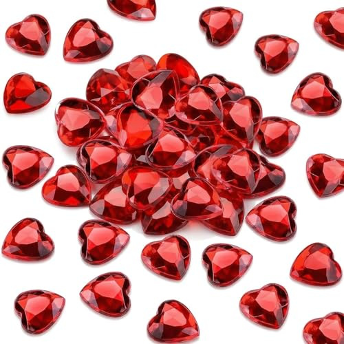 ParPix 200 Stück Diamantene Hochzeit Streudeko, Rubinhochzeit Deko Konfetti, Herz Deko Confetti Hochzeit Tischdeko, Herzen Streudeko Hochzeits, Herzkonfetti Hochzeitsdeko, 12mm Rot Herzen Diamantene