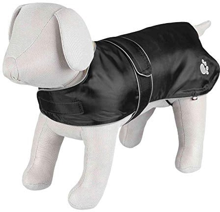 TRIXIE Hundemantel Orléans Gr. M, Rücken 45 cm, wasserabweisend – schwarz | Warmer Wintermantel mit Fleecefutter und Reflektoren – hält an kalten, nassen Tagen zuverlässig warm