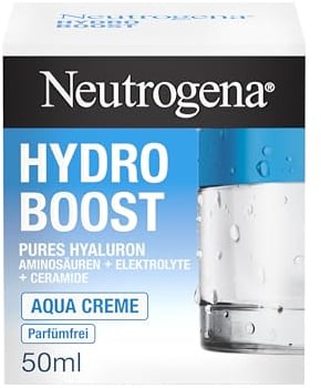 Neutrogena Hydro Boost Aqua Creme, parfümfreie Gesichtscreme mit Hyaluronsäure, Aminosäuren, Elektrolyten und Ceramiden, intensive Gesichtspflege für glatte und geschmeidige Haut 50 ml