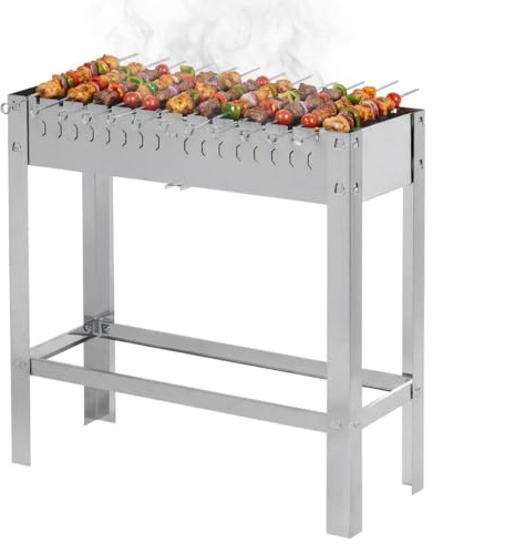 METRO Professional Holzkohlegrill Karasu, Edelstahl, 31 x 81 x 80 cm, rechteckig, mit 12 Edelstahlspießen, silber