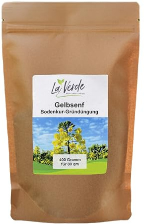 La Verde MEIN GARTEN UND ICH. Gelbsenf Samen 400g für 80m², Bodenkur, einjährige Gründüngung, schnellwachsend, Saatgut ohne Gentechnik