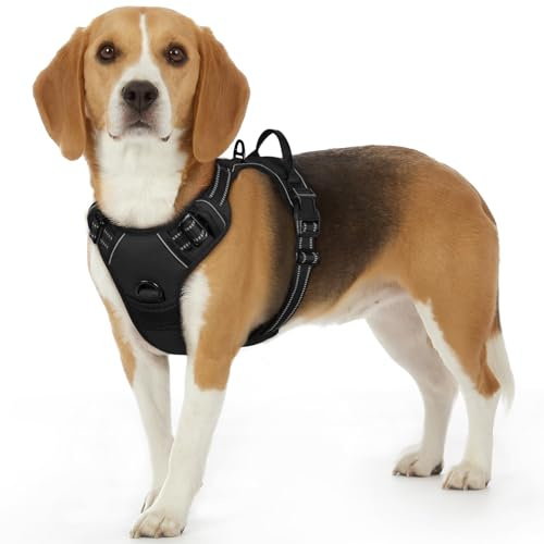 Eagloo Hundegeschirr Kleine Hunde, Anti Zug Hundegeschirr mit Reflexstreifen und Kontrolle, Verstellbar, Einstellbar und Langlebige Brustgeschirr Hund, Geeignet zum Gehen und Joggen, Schwarz, S