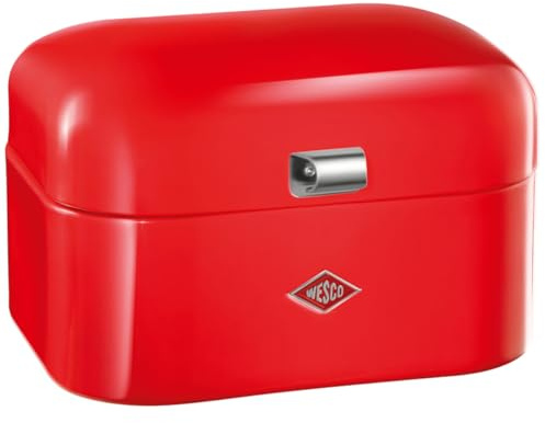 WESCO Single Grandy Brotkasten in der Farbe rot, pulverbeschichtetes Stahlblech, Lüftungslöcher und stabiler Handgriff, 22 x 26,8 x 17,5 cm