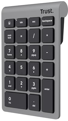 Trust Xalas Numpad Kabellos für Laptop und Desktop PC, 22 Tasten Mini Tastatur, 2,4 GHz USB Mikro Empfänger, Ziffernblock für TKL Tastatur, Keypad Nummernblock Zehnertastatur, Silber