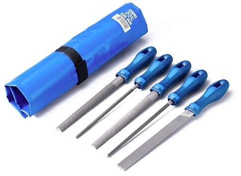 PFERD TOOLS Werkstattfeilen-Set in PVC-Rolltasche, 5 Feilen, 200mm, 11800520 - für ein umfassendes Anwendungsspektrum geeignet