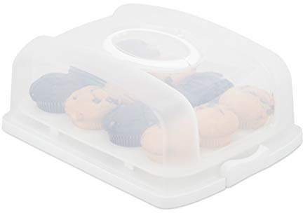 Relaxdays Kuchenbox, rechteckig, mit Deckel, für Kuchen & Muffins, Partybutler, HBT: 15,5 x 37,5 x 27,5 cm, Farbwahl