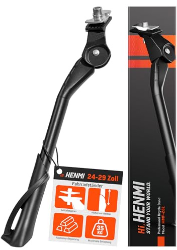 HENMI Fahrradständer 24-29 Zoll, Höheverstellbar Seiten-Ständer für E-Bike, Montainbike, Trekkingrad, Cityrad. Max. Belastung 35 kg