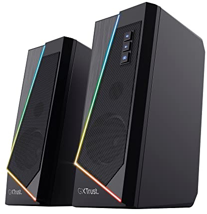 GXTrust Zoxa Gaming Lautsprecher für PC 12W mit RGB Beleuchtung, Schwarz | Computer Boxen, Lautsprecherset mit 6 Verschiedene Beleuchtungsarten, Stromversorgung über USB, PC / Laptop