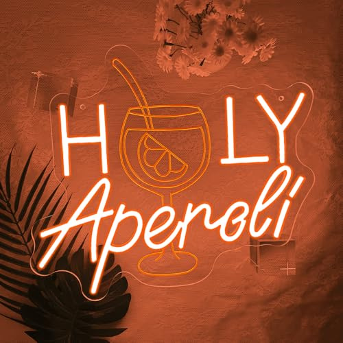 Holy Aperoli Neon Schild für Wand Kunst Deko,Aperol Spritz LED Schild Geschenk für Home Bar Schlafzimmer Club Party Pub Restaurant Shop,Cocktail Neon Sign für Männer Lady USB Powered（15*13,1）