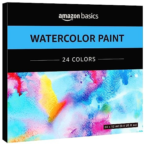 Amazon Basics Aquarellfarben in Tuben, 24 stück, 1er-Pack, Mehrfarbig
