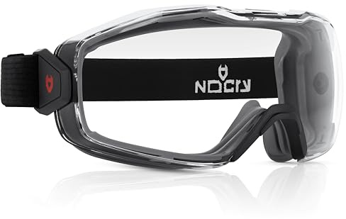 NoCry Schutzbrille für Brillenträger - Arbeitsschutzbrille kratzfest und beschlagfrei mit durchsichtigen Panorama Gläsern, ANSI Z87.1 zertifizierte Sicherheitsbrille