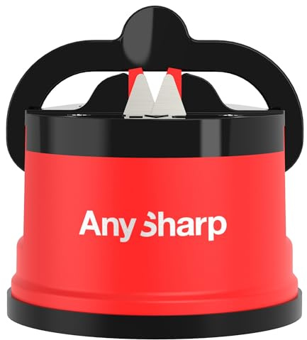 AnySharp Classic Messerschärfer & Messerschleifer mit PowerGrip Saugnapf, freihändiges Schärfsystem mit Wolframkarbid-Technologie, geeignet für Küchenmesser, Wellenschliff & gehärteten Stahl