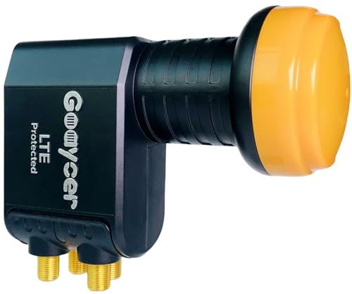 Goaycer Quad LNB 4-Fach Digital HD 4k,mit LTE-Filter,Stecker vergoldet,Wetterschutz，3D，Premium-Qualität