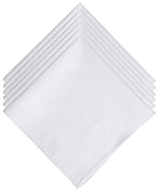 LULUSILK Stofftaschentücher Herren Weiß 100% Baumwolle, 40 cm x 40 cm | Vielseitig als Einstecktuch, Ideal zum Besticken, Hochzeitsklassiker, 12 Stück im Set