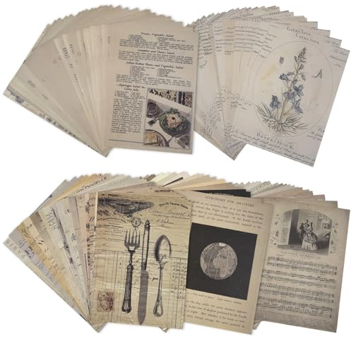 150 Stück Scrapbooking Papier Deko 20x14cm, Scrapbook Zubehör Papier, 5 Stile Vintage Scrapbook Sticker, Bastelpapier, Decoupage Paper für Scrapbooking, Tagebuch, Notizbuch, Bullet Journal