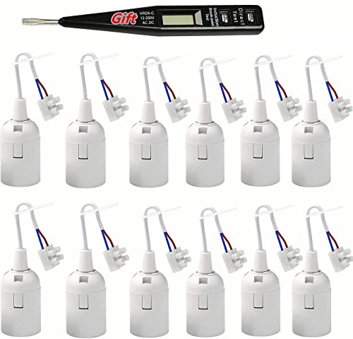 12 Stücke Fassung E27 Renovierfassung Lampenfassung Baufassung E27 | Mit VDE-Spannungsprüfer,Ersatzfassung,Lampenfassung mit Kabel,Renovierfassung mit Kabel,Lampenfassung