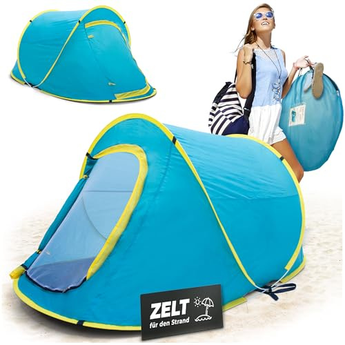STREND PRO Pop-Up Zelt 220x120x95 cm – Campingzelt Wasserdicht, Fun Camp Zelt, UV-Schutz, Tragbar für Camping, Strand, Festival & Garten