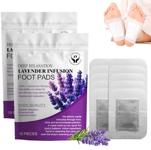 Lavendel Fußpflaster, 20 Stück Detox Fußpflaster, Herbal Deep Cleansing Foot Pads für Müdigkeitslinderung, Stressabbau & Tiefschlaf, Sanfte Reinigung, Entgiftungspflaster Fußbad für Frauen & Männer