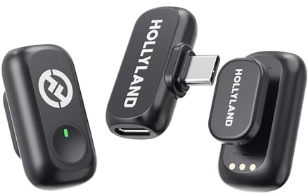 Hollyland Lark A1 Mini Duo Wireless Lavalier Mikrofon für iPhone 15/16/17 & Android,Kabellos Mini Microphone mit EQ&Hall, 6-stufiger Gain-Regelung für die YouTube Podcast Video und Vlog-Erstellung.
