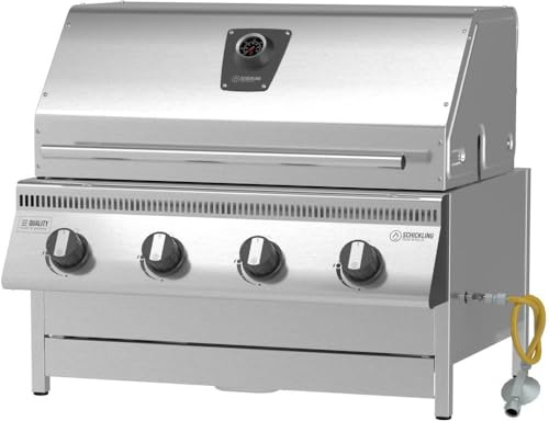 Einbau Gasgrill Hermann XL - Classic Einbaugrill mit Deckel für Outdoor Küche Grillküche – Gasgrill 100% aus Edelstahl – Fettwanne mit Frontauszug – 4x5kW Brenner – Made in Germany