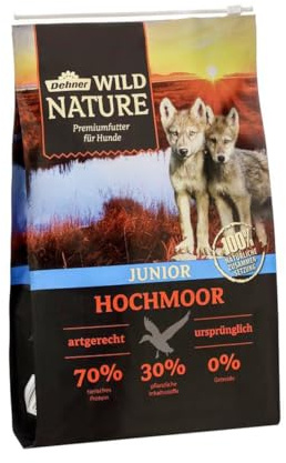 Dehner Wild Nature Hundefutter Hochmoor Junior, Trockenfutter, Ente, 4 kg | getreidefrei / zuckerfrei, für Welpen und junge Hunde