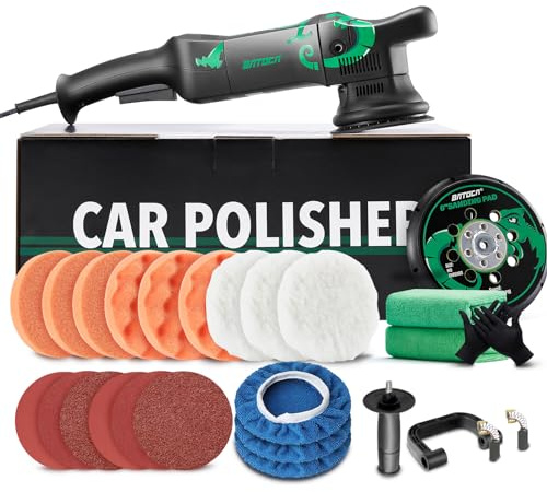 BATOCA Orbital Poliermaschine 21mm,700W Exzenter Polierer,Auto Politur,Poliergerät,Polier set,Schleifer,Wachsmaschine,1000-3800RPM mit 150mm Polierschwamm,poliur,Autolackpflege