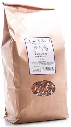 Lunderland Gemüsemix | 1 kg | Ergänzungsfuttermittel für Hunde & Katzen | Getreidefrei