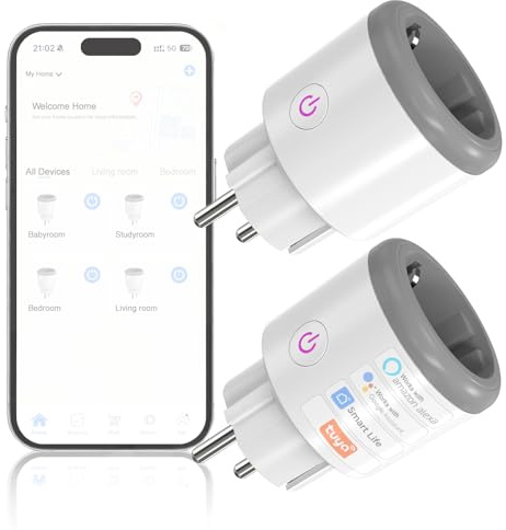 Oblinple Wlan Steckdose 16A, Smart Steckdose mit Strommessung, 2er | Smart Home Alexa Steckdose-Fernzugriff Sprachsteuerung Timer, Smart Plug mit Alexa Google Home, 2,4 GHz
