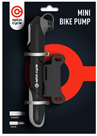 Mini Fahrradpumpe 120 PSI / 8,3 Bar – Kompakte Rahmenpumpe Kunststoff mit Halterung | Handpumpe Fahrradpumpe Alle Ventile | Kleine Luftpumpe für Rennrad, MTB, E-Bike | Portable Fahrrad Pumpe Klein