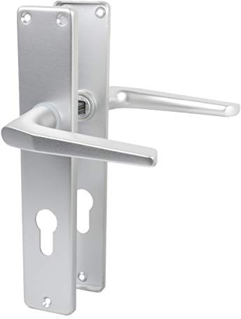 Türdrücker Türklinke Drückergarnitur aus Aluminium in silber eloxiert - Profilzylinder