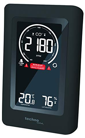 Technoline Co2 Messgerät WL1030, CO2-Anzeige, mit grafischen Lüftungsempfehlungen, NDIR schwarz