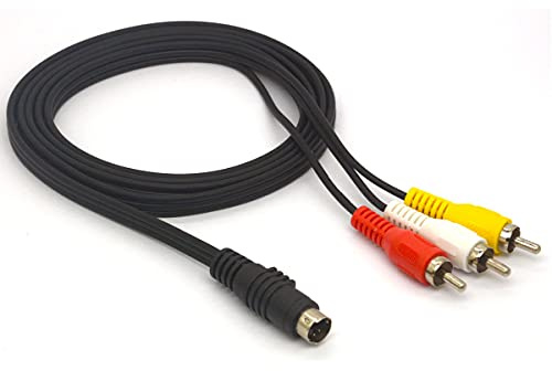 HTGuoji 4-poliger S-Video-Stecker auf 3 Cinch-Stecker, Kabel zum Verbinden von PC-Laptops mit 4-poligen S-Video-Buchsen an TV (1,5 m).