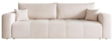 Schlafsofa 3 Sitzer mit Bettkasten 244 x 93 cm | 244 x 93 cm, Massivholz und MDF, Bequem sitzen, Schlaffunktion, Wohnzimmer und Gäste, Integrierter Bettkasten