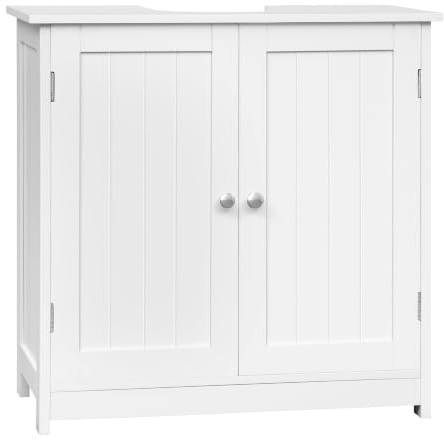 eSituro Waschbeckenunterschrank, Unterschrank, Waschtischunterschrank, Badezimmerschrank mit 2 Türen Badschrank aus MDF weiß 60 x 60 x 30 cm,Landhausstil
