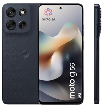 Motorola Moto g56 5G Smartphone (6,72“-FHD+-Display, 50-MP-Kamera mit Moto-AI, 8/256 GB, 5100 mAh, Android 15) Pantone Black Oyster, inkl. Schutzcover