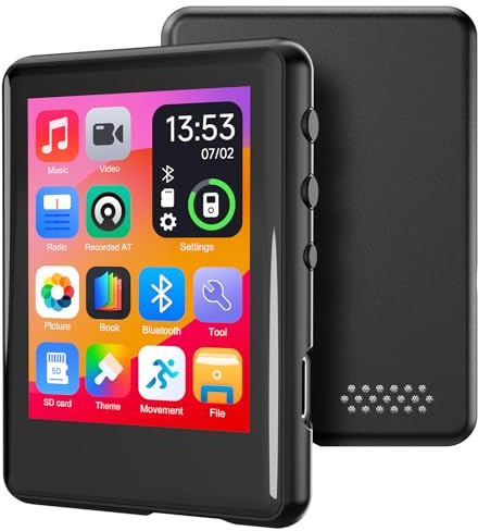 Mp3 Player Bluetooth 5.4 mit 2,4-Zoll-Touchscreen,Portable Music Player Kinder with Speaker,FM Radio,Voice Recording,Earphones, Easy to Use,erweiterbar auf bis zu 512 GB