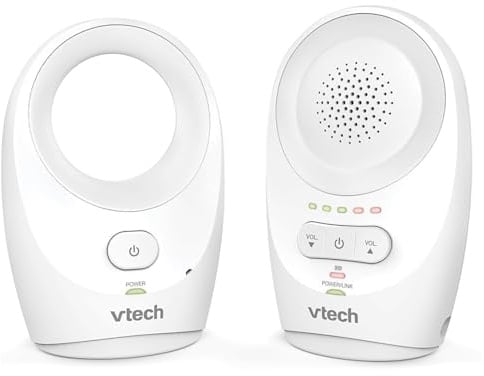 VTech BM1120 Baby-Audioüberwachungsgerät, klare Tonübertragung und Sicherheit, Lange Reichweite, 5-stufige LED-Lautstärkeanzeige, Gürtelclip, wiederaufladbare Batterien