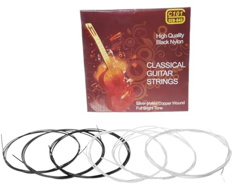 JOYKK 6Pieces / Set C101 Klassische Gitarrensaiten Black Nylon Fiber Silver Plated String - Schwarz, Silber