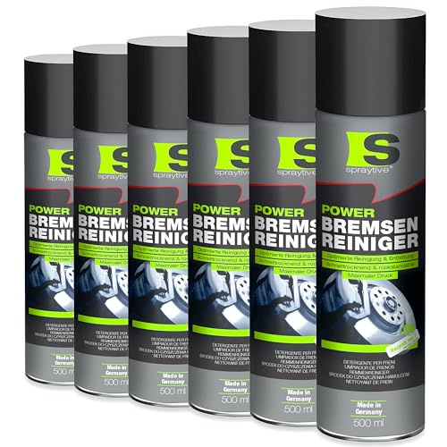 Spraytive 6 x 500ml Power Bremsenreiniger Spray - Hochwirksamer Industriereiniger und Kaltreiniger: Entfernt Schmutz, Öl, Fett, Rost und Bremsflüssigkeit – Made in Germany