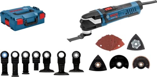 Bosch Professional Multitool GOP 40-30 (Leistung 400 Watt, Starlock Plus, inkl. 7x Tauchsägeblatt, 5x Schleifpapier, 3x Segmentsägeblatt, 1x Schleifplatte, L-BOXX)