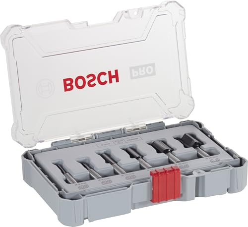 Bosch 6x PRO Nutfräser-Set, Schaft 8 mm, 6-tlg. | für Weichholz, Hartholz, Ø 6, 8, 10, 12, 16, 20 mm, Professional Zubehör Oberfräsen, Kantenfräse