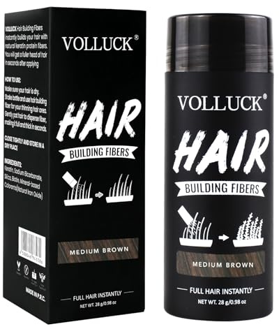 VOLLUCK Streuhaar zur Haarverdichtung, Langanhaltend Hair Fiber Frauen Männer, Natürlich Haarprodukte fur Haarausfall 28 g (Mittelbraun)