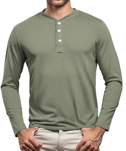 Volemo Tshirt Herren Henley Shirt Knopf T-Shirts Casual Tops Regular Fit