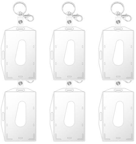 6 Stück Ausweishülle mit Schlüsselring, Klare Kartenhüllen & Badge Holder für Ausweise und Karten, ausweishüllen,Scheckkartenhülle