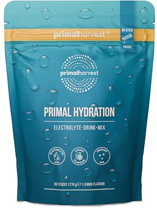 Primal Hydration von Primal Harvest - Elektrolytisches isotonisches Getränk, in praktischen Einzelpackungen, angereichert mit Magnesium, Kalium und Vitamin C, für Männer und Frauen, 30 Portionen